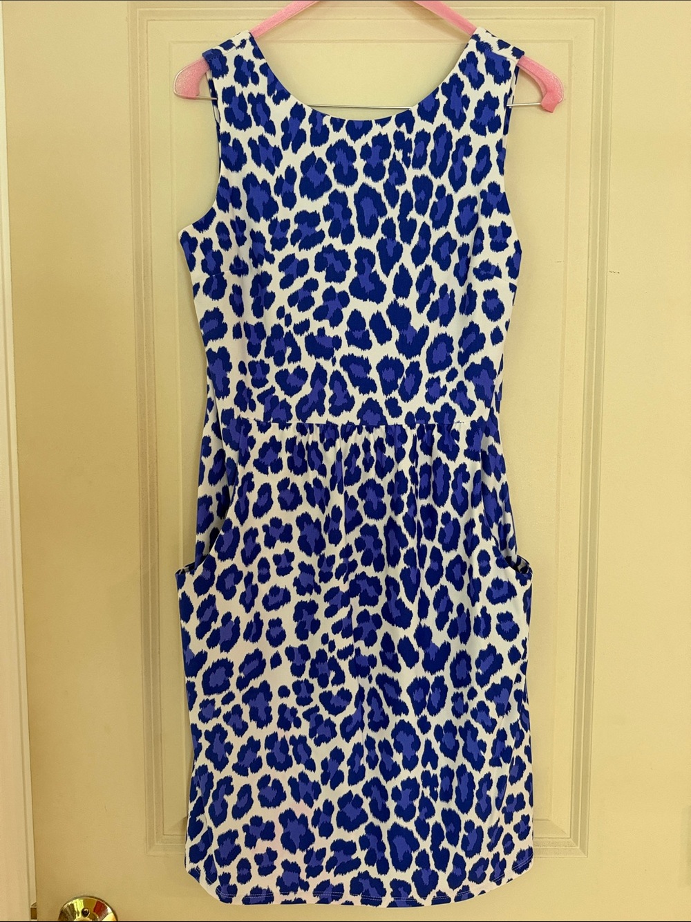 Jude Connally Royal Blue Leopard Print Sleeveless Dress
